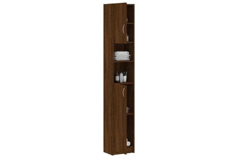 beBasic badeværelsesskab 32x25,5x190 cm konstrueret træ brun egetræ - Brun - Vasketøjsskab - Vægskabe & højskabe - Badeværelsesskab