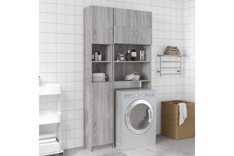 beBasic badeværelsesskab 32x25,5x190 cm konstrueret træ grå sonoma-eg - GrÃ¥ - Vasketøjsskab - Badeværelsesskab - Vægskabe & højskabe