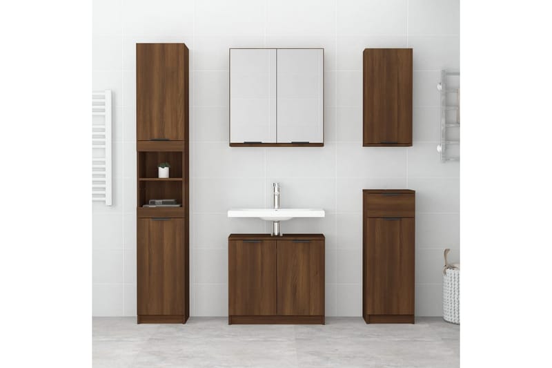 beBasic badeværelsesskab 32x34x188,5 cm konstrueret træ brunt egetræ - Brun - Hus & renovering - Køkken & bad - Badeværelse - Badeværelsesmøbler - Vægskabe & højskabe