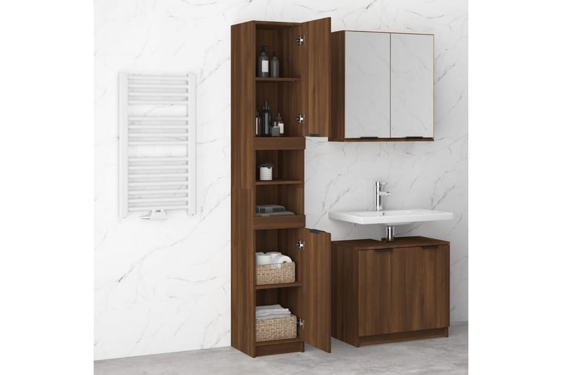 beBasic badeværelsesskab 32x34x188,5 cm konstrueret træ brunt egetræ - Brun - Hus & renovering - Køkken & bad - Badeværelse - Badeværelsesmøbler - Vægskabe & højskabe