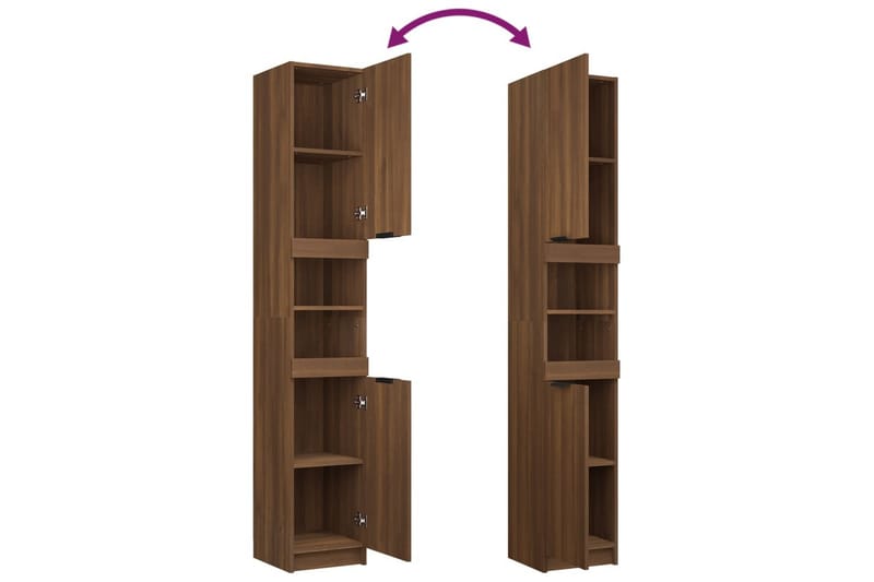 beBasic badeværelsesskab 32x34x188,5 cm konstrueret træ brunt egetræ - Brun - Hus & renovering - Køkken & bad - Badeværelse - Badeværelsesmøbler - Vægskabe & højskabe