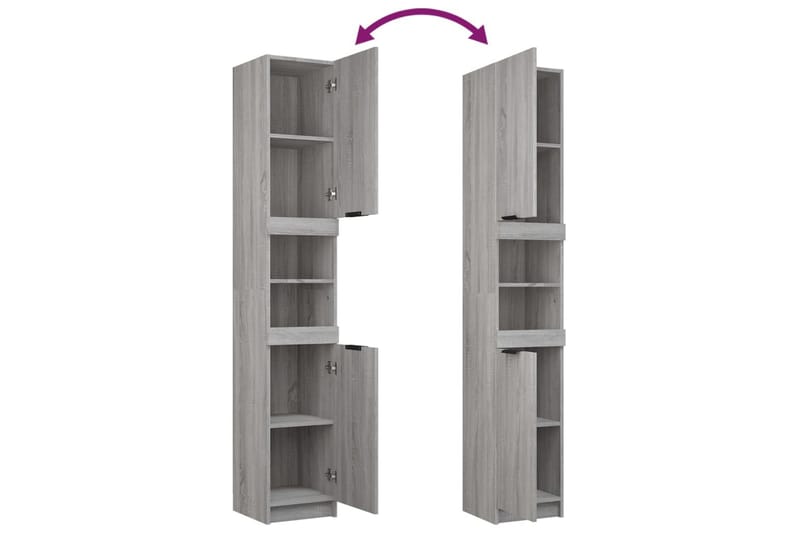 beBasic badeværelsesskab 32x34x188,5 cm konstrueret træ grå sonoma-eg - GrÃ¥ - Hus & renovering - Køkken & bad - Badeværelse - Badeværelsesmøbler - Vægskabe & højskabe