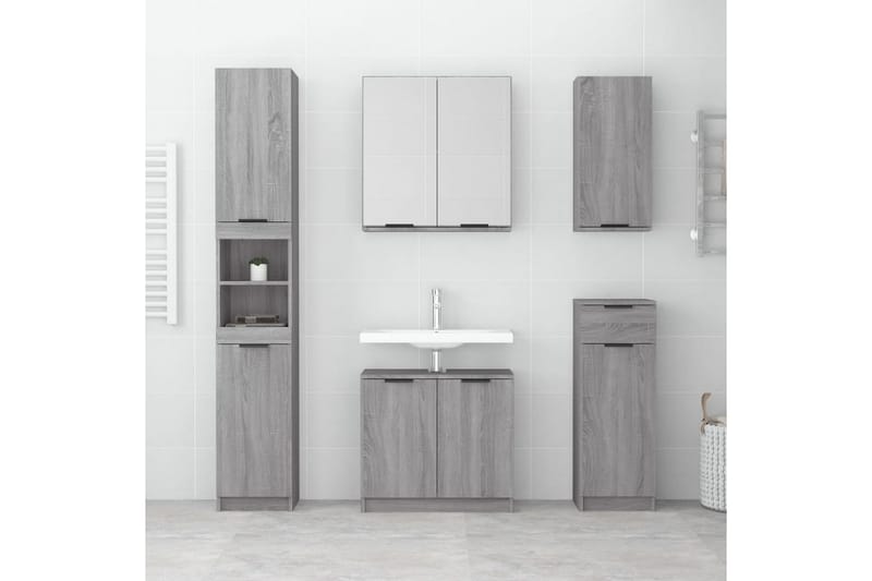 beBasic badeværelsesskab 32x34x188,5 cm konstrueret træ grå sonoma-eg - GrÃ¥ - Hus & renovering - Køkken & bad - Badeværelse - Badeværelsesmøbler - Vægskabe & højskabe