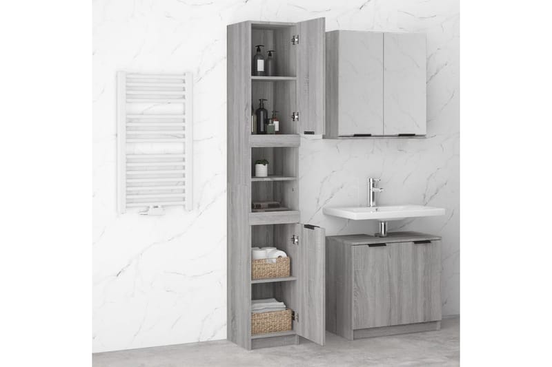 beBasic badeværelsesskab 32x34x188,5 cm konstrueret træ grå sonoma-eg - GrÃ¥ - Hus & renovering - Køkken & bad - Badeværelse - Badeværelsesmøbler - Vægskabe & højskabe
