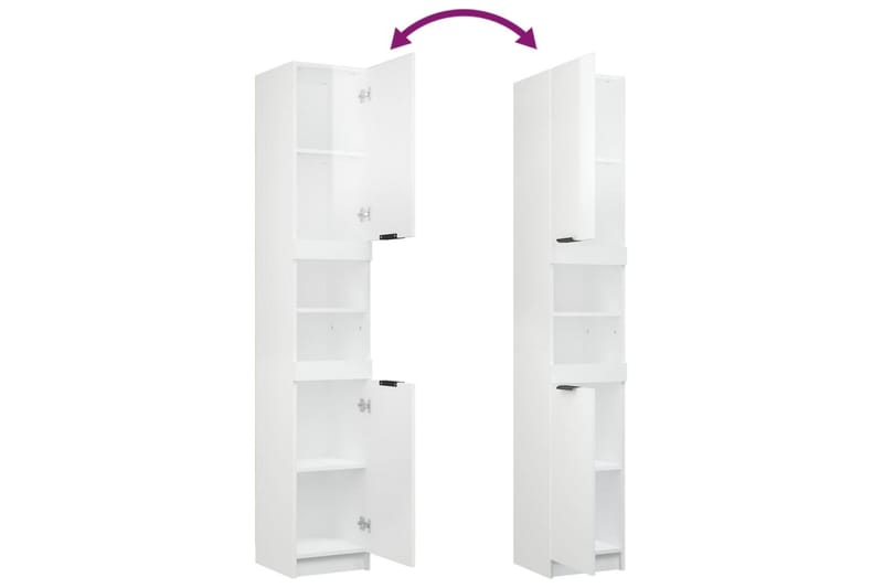 beBasic badeværelsesskab 32x34x188,5 cm konstrueret træ hvid højglans - Hvid - Hus & renovering - Køkken & bad - Badeværelse - Badeværelsesmøbler - Vægskabe & højskabe