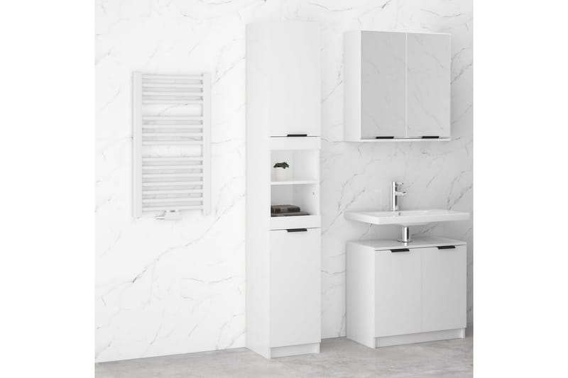 beBasic badeværelsesskab 32x34x188,5 cm konstrueret træ hvid højglans - Hvid - Vasketøjsskab - Badeværelsesskab - Vægskabe & højskabe