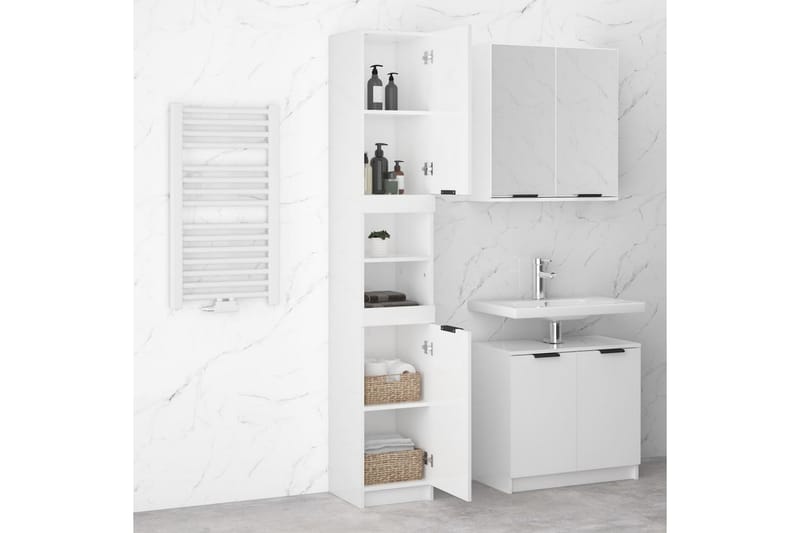 beBasic badeværelsesskab 32x34x188,5 cm konstrueret træ hvid højglans - Hvid - Hus & renovering - Køkken & bad - Badeværelse - Badeværelsesmøbler - Vægskabe & højskabe