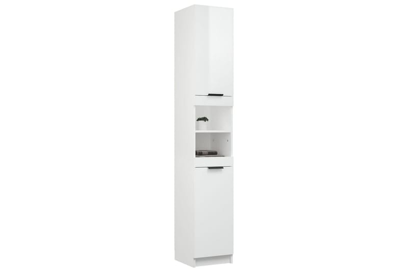 beBasic badeværelsesskab 32x34x188,5 cm konstrueret træ hvid højglans - Hvid - Hus & renovering - Køkken & bad - Badeværelse - Badeværelsesmøbler - Vægskabe & højskabe