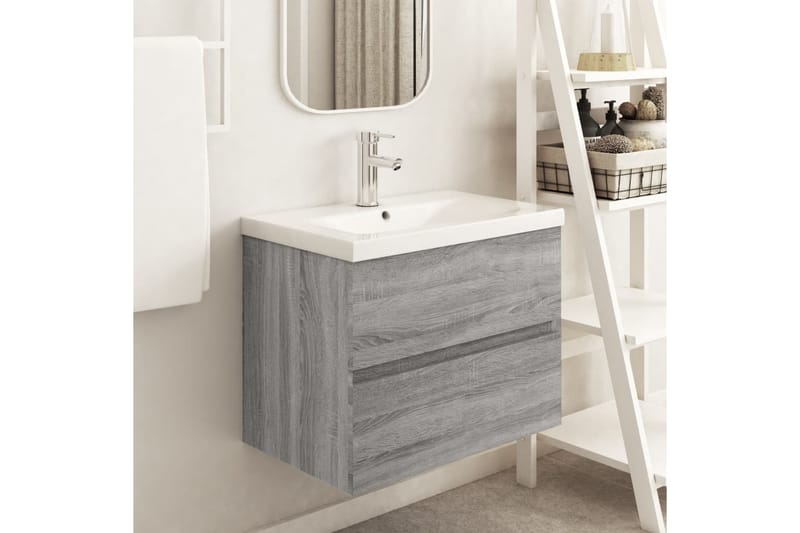 beBasic badeværelsesskab 60x38,5x45 cm konstrueret træ grå sonoma-eg - GrÃ¥ - Underskab badeværelse