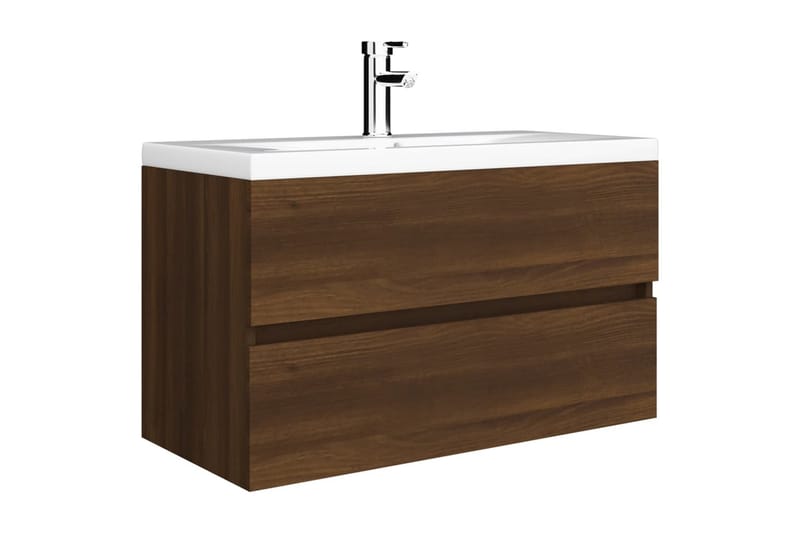 beBasic badeværelsesskab 80x38,5x45 cm konstrueret træ brun egetræ - Brun - Underskab badeværelse