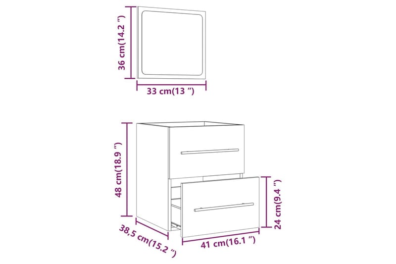 beBasic badeværelsesskab med spejl 41x38,5x48 cm konstrueret træ hvid - Hvid - Hus & renovering - Køkken & bad - Badeværelse - Badeværelsesmøbler - Badeværelsesskab
