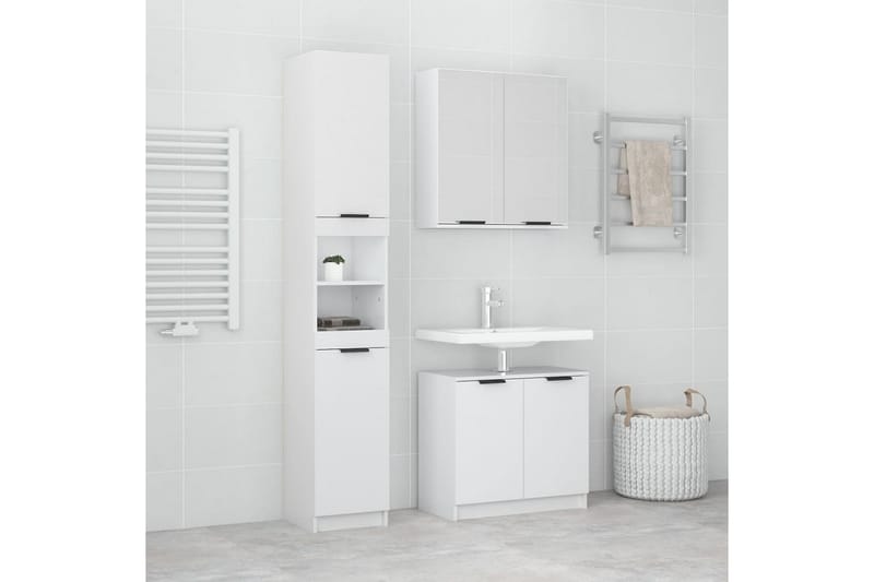 beBasic badeværelsesskabe 3 dele konstrueret træ hvid højglans - Hvid - Komplette møbelpakker