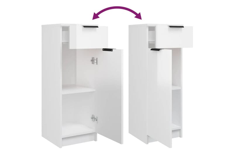 beBasic badeværelsesskabe 4 dele konstrueret træ hvid højglans - Hvid - Komplette møbelpakker
