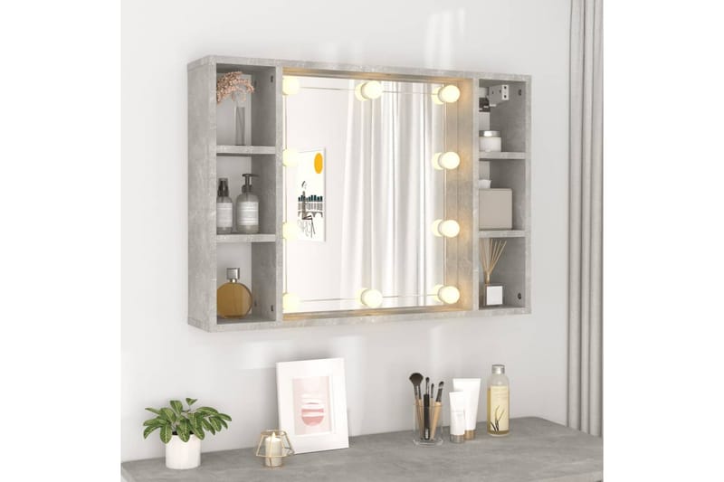 beBasic spejlskab med LED-lys 76x15x55 cm betongrå - GrÃ¥ - Hus & renovering - Køkken & bad - Badeværelse - Badeværelsesmøbler - Spejlskabe