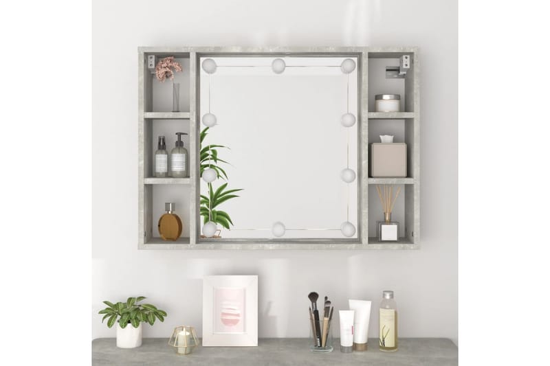beBasic spejlskab med LED-lys 76x15x55 cm betongrå - GrÃ¥ - Hus & renovering - Køkken & bad - Badeværelse - Badeværelsesmøbler - Spejlskabe