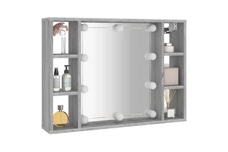 beBasic spejlskab med LED-lys 76x15x55 cm grå sonoma-eg - GrÃ¥ - Hus & renovering - Køkken & bad - Badeværelse - Badeværelsesmøbler - Spejlskabe