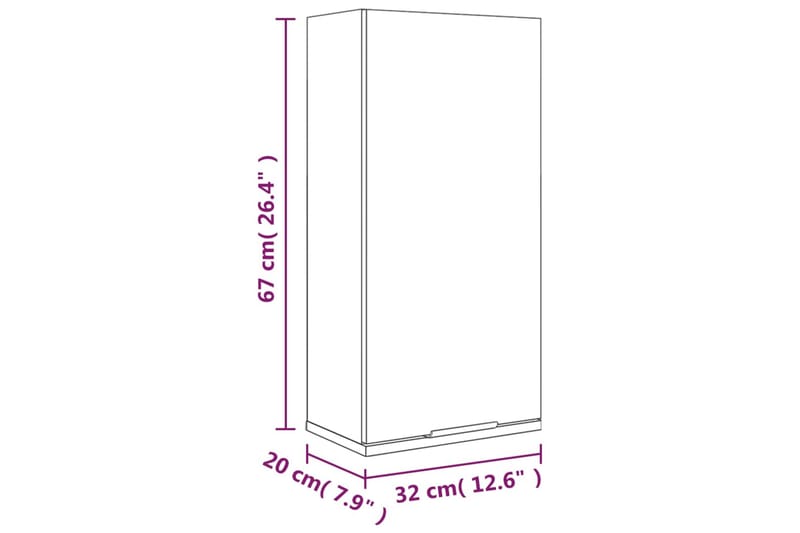 beBasic væghængt badeværelsesskab 32x20x67 cm betongrå - GrÃ¥ - Badeværelsesskab - Vægskabe & højskabe