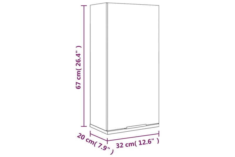 beBasic væghængt badeværelsesskab 32x20x67 cm grå sonoma-eg - GrÃ¥ - Badeværelsesskab - Vægskabe & højskabe