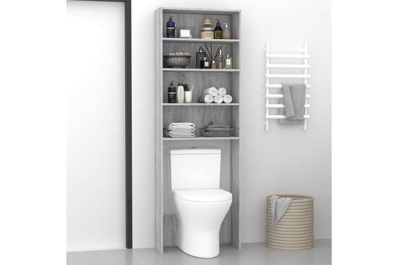 beBasic vaskemaskineskab 64x24x190 cm grå sonoma-eg - Hus & renovering - Køkken & bad - Badeværelse - Badeværelsesmøbler - Badeværelsesskab