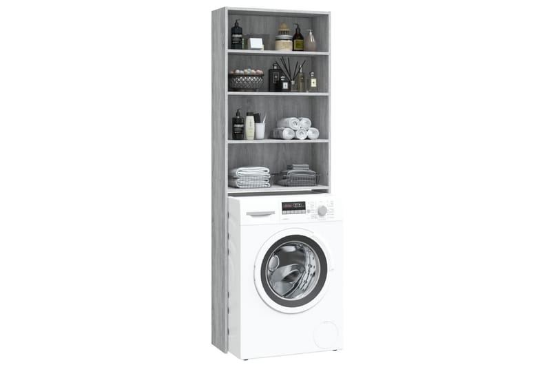 beBasic vaskemaskineskab 64x24x190 cm grå sonoma-eg - Badeværelsesskab