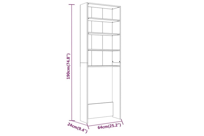 beBasic vaskemaskineskab 64x24x190 cm grå sonoma-eg - Hus & renovering - Køkken & bad - Badeværelse - Badeværelsesmøbler - Badeværelsesskab