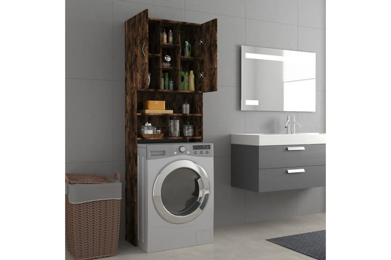beBasic vaskemaskineskab 64x25,5x190 cm røget egetræsfarve - Hus & renovering - Køkken & bad - Badeværelse - Badeværelsesmøbler - Badeværelsesskab