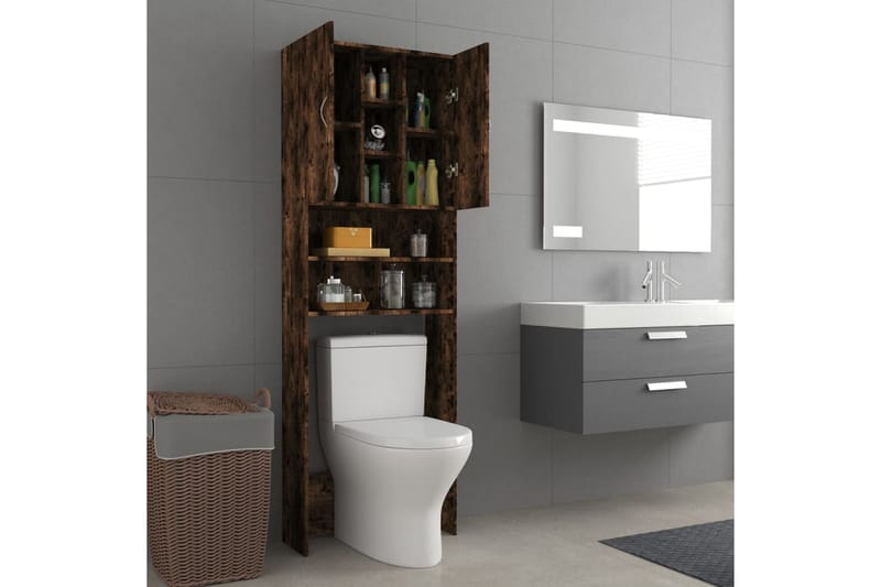 beBasic vaskemaskineskab 64x25,5x190 cm røget egetræsfarve - Hus & renovering - Køkken & bad - Badeværelse - Badeværelsesmøbler - Badeværelsesskab