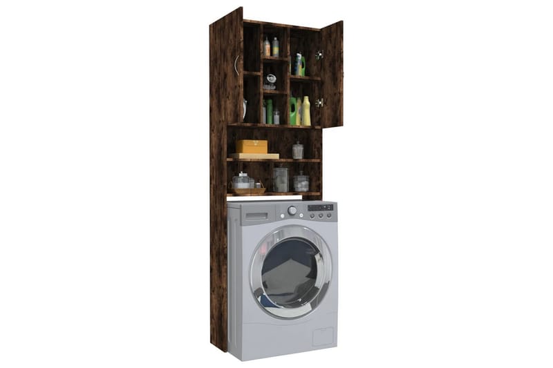 beBasic vaskemaskineskab 64x25,5x190 cm røget egetræsfarve - Hus & renovering - Køkken & bad - Badeværelse - Badeværelsesmøbler - Badeværelsesskab