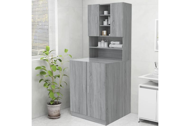 beBasic vaskemaskineskab 70,5x25,5x90 cm grå sonoma-eg - Badeværelsesskab