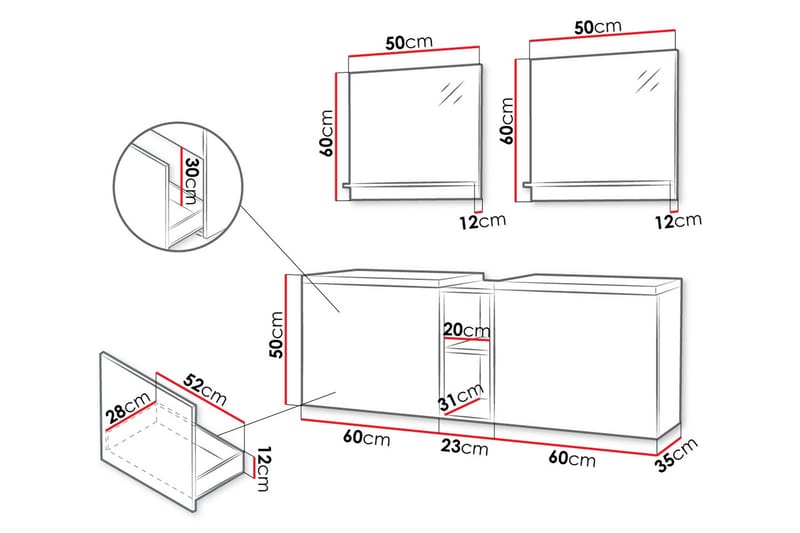Bubup Møbelsæt til Badeværelse - Hus & renovering - Køkken & bad - Badeværelse - Badeværelsesmøbler - Komplette møbelpakker