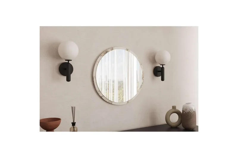 Buhem Badev ærelsesspejl 60 cm Rund - Marmor - Hus & renovering - Køkken & bad - Badeværelse - Badeværelsesmøbler - Badeværelsesspejl