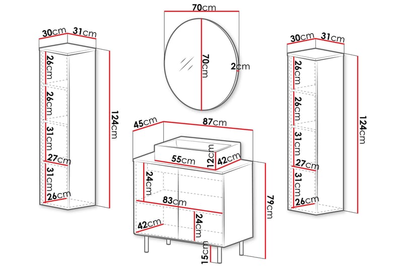 Casa Komplett møbelpakke - Hvid - Hus & renovering - Køkken & bad - Badeværelse - Badeværelsesmøbler - Komplette møbelpakker