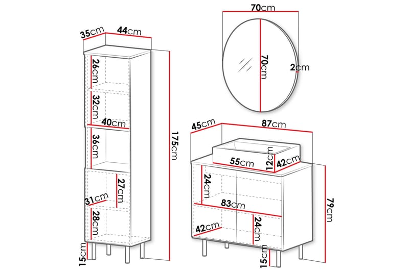 Casa Komplett møbelpakke - Sort - Hus & renovering - Køkken & bad - Badeværelse - Badeværelsesmøbler - Komplette møbelpakker