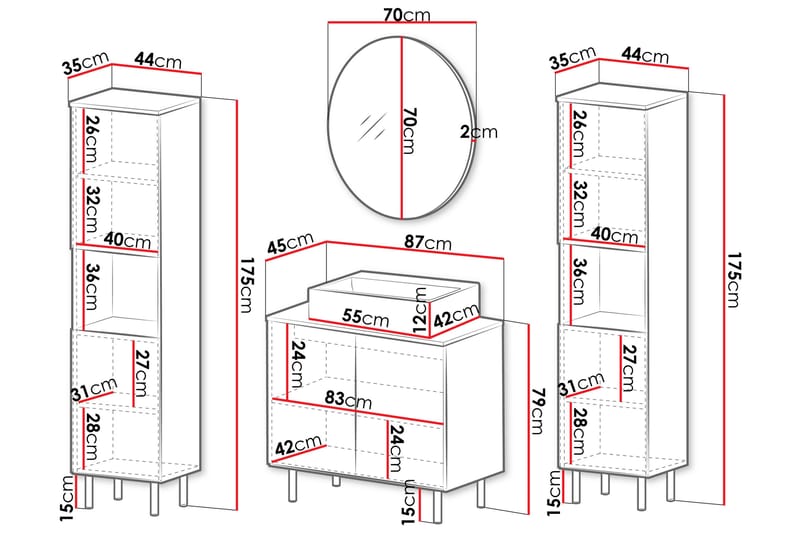Casa Komplett møbelpakke - Hus & renovering - Køkken & bad - Badeværelse - Badeværelsesmøbler - Komplette møbelpakker