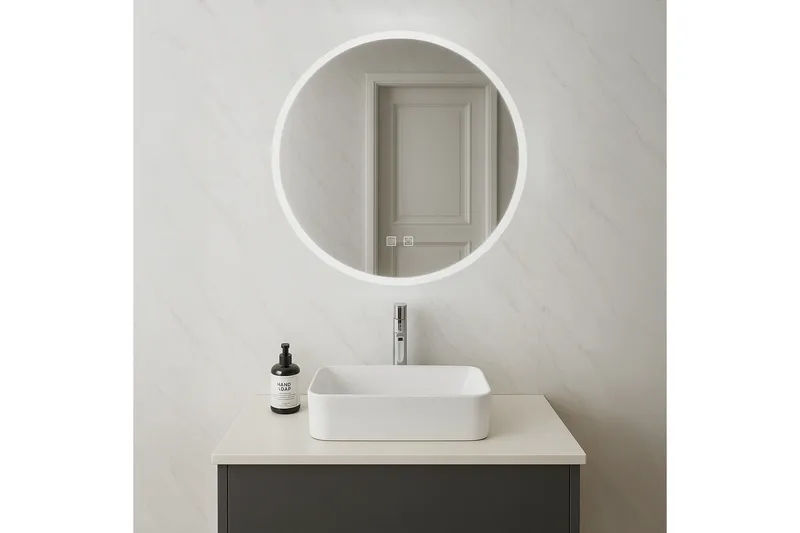 Clas Rundt Badeværelsesspejl med LED-belysning 100 cm - Anti-Fog og Touch-Kontrol - Hus & renovering - Køkken & bad - Badeværelse - Badeværelsesmøbler - Badeværelsesspejl