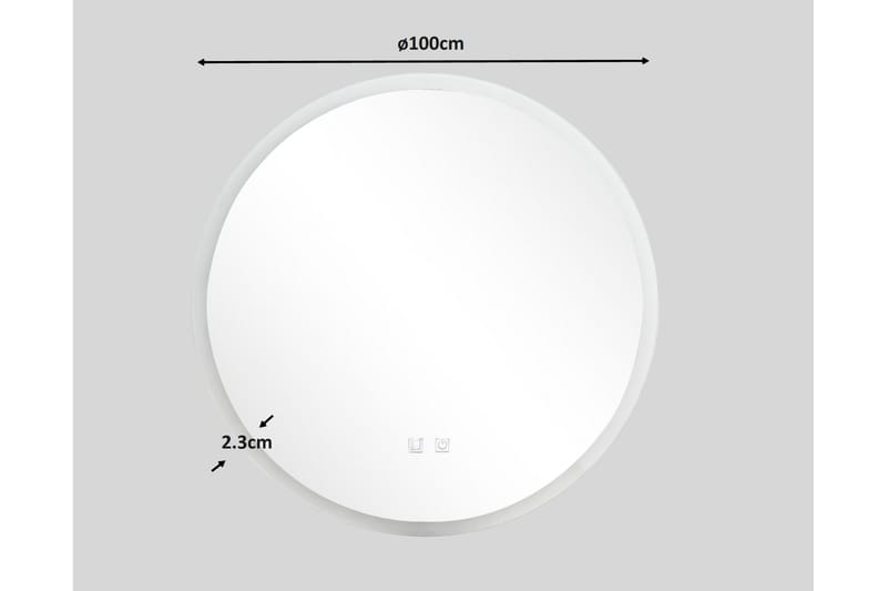 Clas Rundt Badeværelsesspejl med LED-belysning 100 cm - Anti-Fog og Touch-Kontrol - Hus & renovering - Køkken & bad - Badeværelse - Badeværelsesmøbler - Badeværelsesspejl