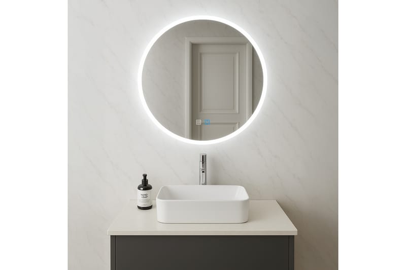 Clas Rundt Badeværelsesspejl med LED-belysning 100 cm - Anti-Fog og Touch-Kontrol - Hus & renovering - Køkken & bad - Badeværelse - Badeværelsesmøbler - Badeværelsesspejl