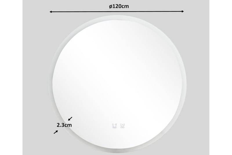 Clas Rundt Badeværelsesspejl med LED-belysning 120 cm - Anti-Fog og Touch-Kontrol - Hus & renovering - Køkken & bad - Badeværelse - Badeværelsesmøbler - Badeværelsesspejl