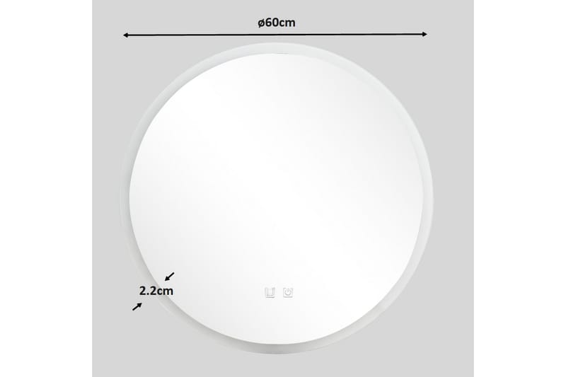 Clas Rundt Badeværelsesspejl med LED-belysning 60 cm - Anti-Fog og Touch-Kontrol - Hus & renovering - Køkken & bad - Badeværelse - Badeværelsesmøbler - Badeværelsesspejl