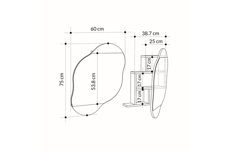 Dartmoor Badeværelsesspejl 60 cm Rektangulært - Brun - Hus & renovering - Køkken & bad - Badeværelse - Badeværelsesmøbler - Badeværelsesspejl