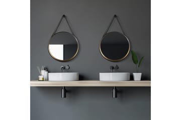 Djupqvior Spejl 55 cm Rund - Sort/Guld - Hus & renovering - Køkken & bad - Badeværelse - Badeværelsesmøbler - Badeværelsesspejl