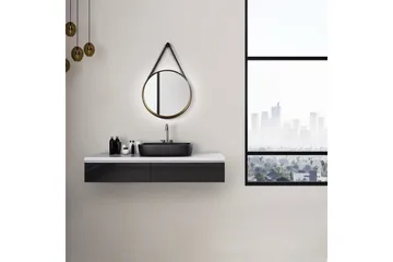 Djupqvior Spejl 55 cm Rund - Sort/Guld - Hus & renovering - Køkken & bad - Badeværelse - Badeværelsesmøbler - Badeværelsesspejl