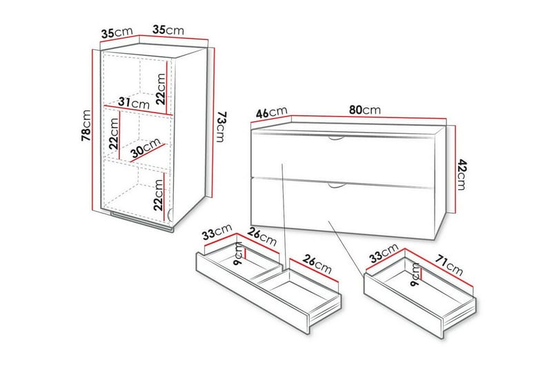 Glenndale BadeværelsesMøbelsæt - Hvid - Komplette møbelpakker
