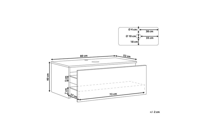 Håndvaskskab Alzira Hvid, 80x52x40 cm - Hvid, 80x52x40 cm - Hus & renovering - Køkken & bad - Badeværelse - Badeværelsesmøbler - Badeværelsesskab