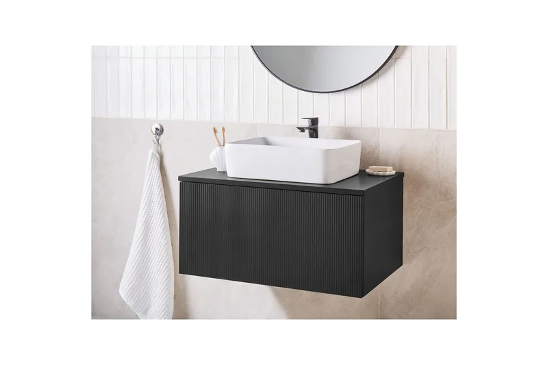 Håndvaskskab Alzira Sort, 80x52x40 cm - Sort, 80x52x40 cm - Hus & renovering - Køkken & bad - Badeværelse - Badeværelsesmøbler - Badeværelsesskab