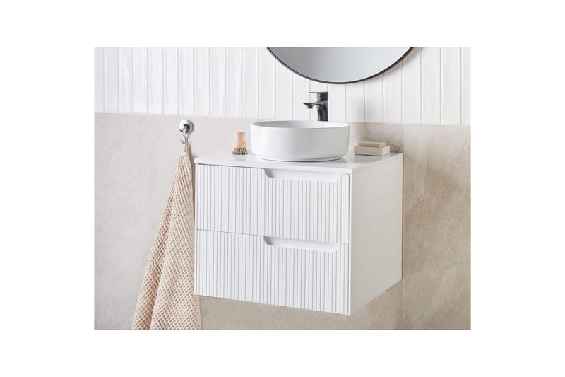 Håndvaskskab Quintela Hvid, 60x52x48 cm - Hvid, 60x52x48 cm - Hus & renovering - Køkken & bad - Badeværelse - Badeværelsesmøbler - Badeværelsesskab