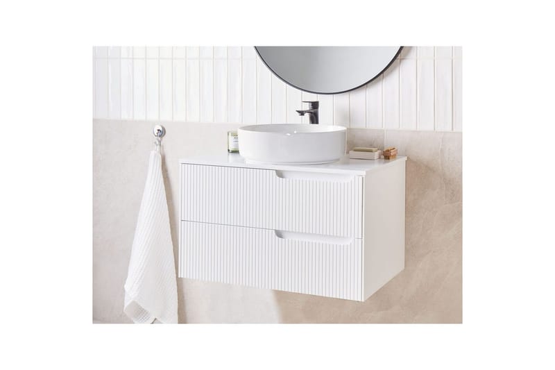 Håndvaskskab Quintela Hvid, 80x52x48 cm - Hvid, 80x52x48 cm - Hus & renovering - Køkken & bad - Badeværelse - Badeværelsesmøbler - Badeværelsesskab