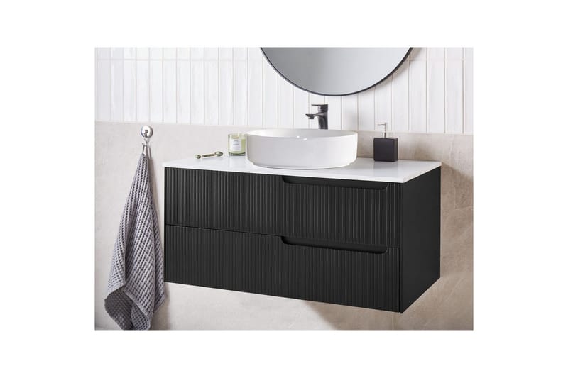 Håndvaskskab Quintela Sort, Hvid, 100x52x48 cm - Sort, Hvid, 100x52x48 cm - Hus & renovering - Køkken & bad - Badeværelse - Badeværelsesmøbler - Badeværelsesskab