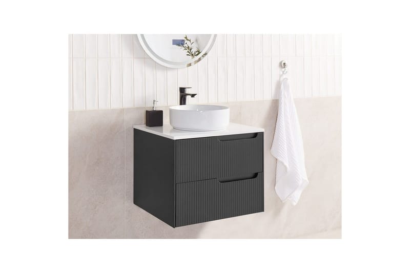 Håndvaskskab Quintela Sort, Hvid, 60x52x48 cm - Sort, Hvid, 60x52x48 cm - Hus & renovering - Køkken & bad - Badeværelse - Badeværelsesmøbler - Badeværelsesskab