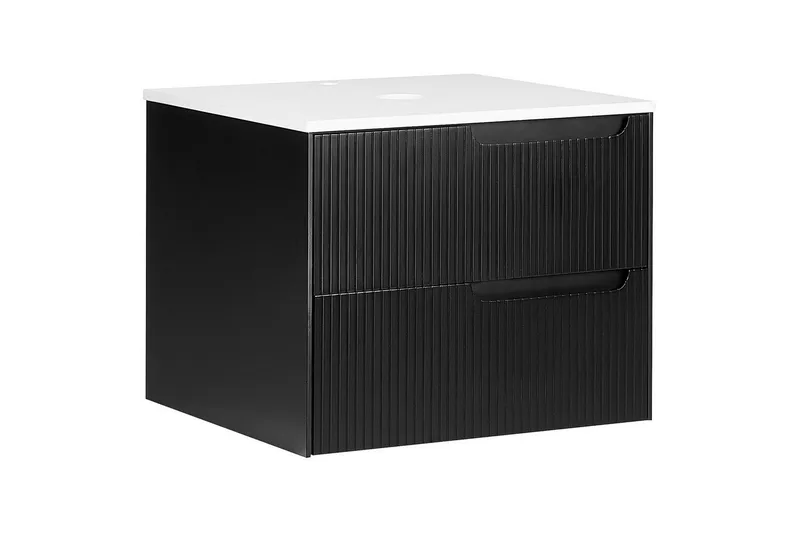 Håndvaskskab Quintela Sort, Hvid, 60x52x48 cm, Sort, Hvid, 60x52x48 cm